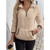 Herbst und Winter neu Revers Jacquard Halbreißverschluss Plüschtasche Damen Sweatshirt