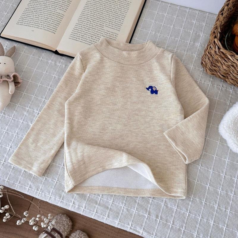 Kids Tops Spring Autumn Warm Children T-shirt Velvet Shirts for Boys Girls Children Bottom Toddler Long Sleeve Baby Clothing