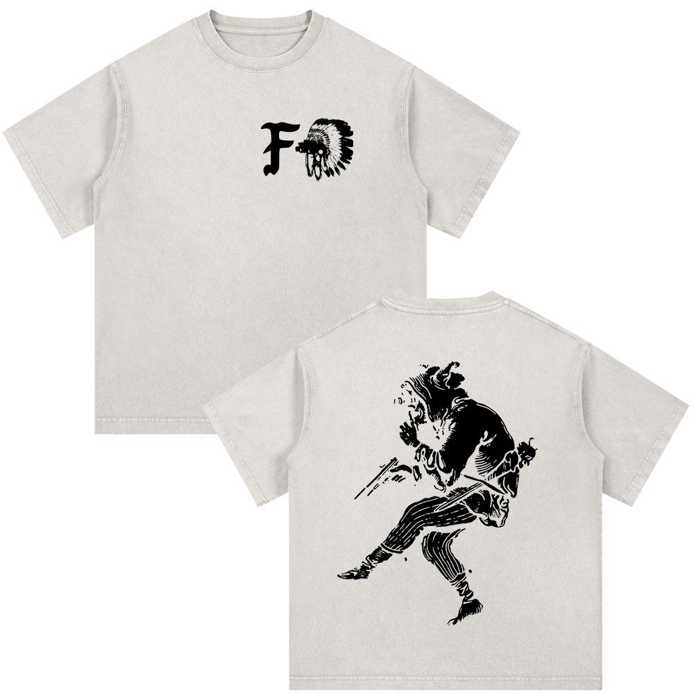 Forward Observations Group Skeleton Vintage Washed Print T-shirt Men s Clothing Retro Gothic Oversized Casual T Shirt Streetwear S