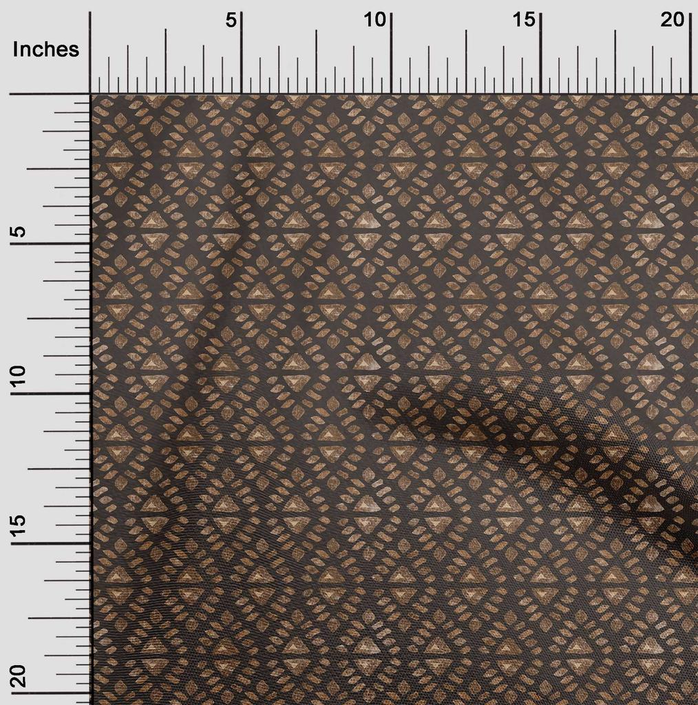 oneOone Cotton Flex Brown Fabric Asian Batik Geometric Quilting Supplies Print Sewing Fabric By The Yard 40 Inch