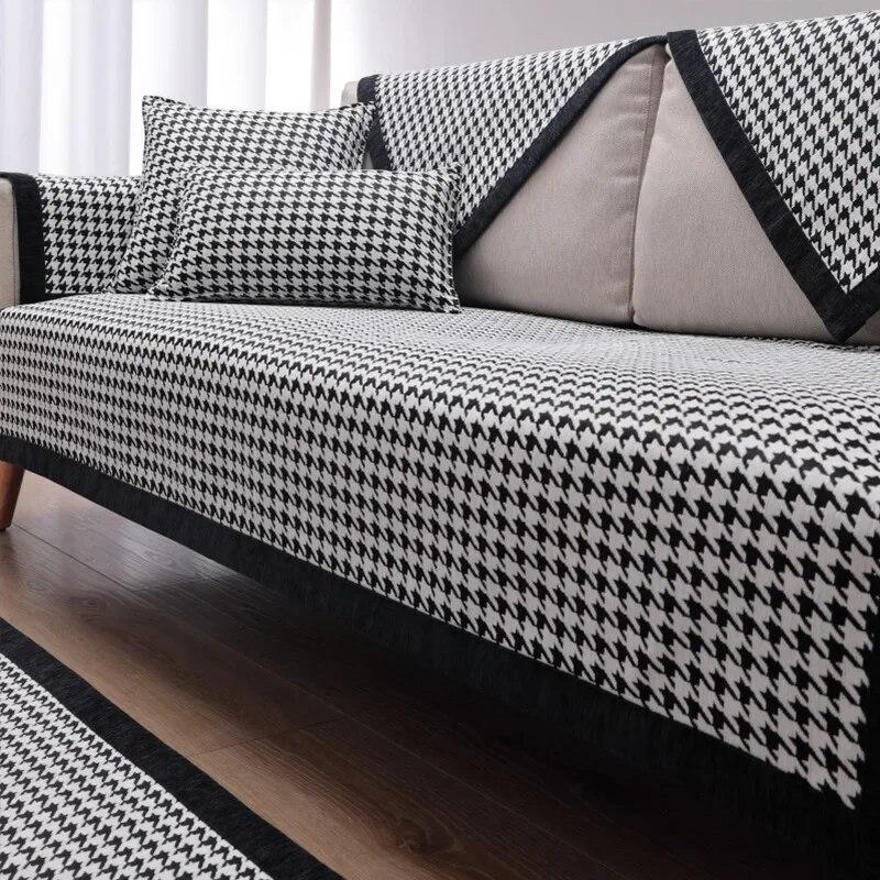 Europe Luxury Black Sofa Cover for Living Room All Season Universal Sofa Cushion Couch Cover Sofa Towel Seat Pad Multi-size