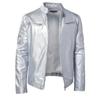Men Stand Collar Punk Motorcycle Leather Jacket Casual Outerwear For Young Men