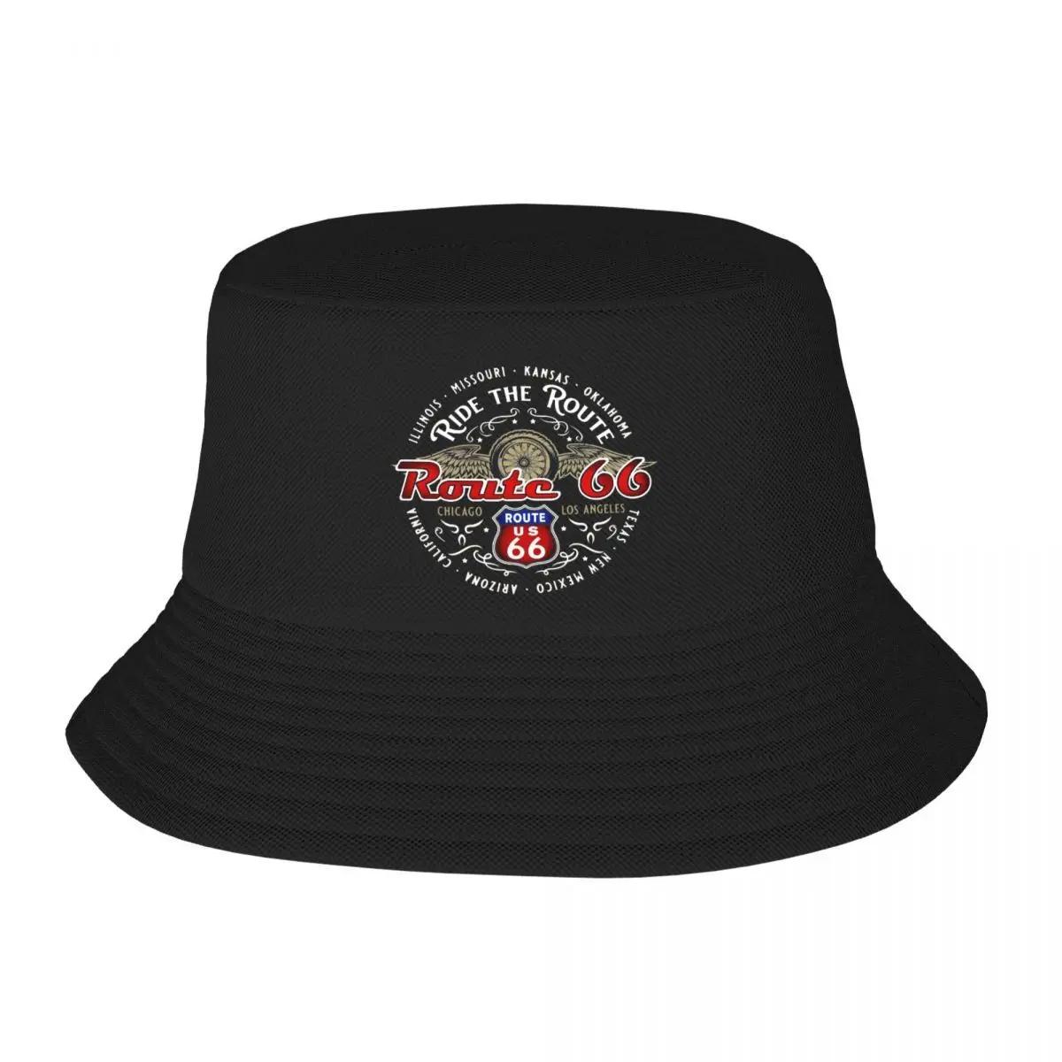 Custom Ride The Route 66 Bucket Hat WomenUnisex Biker Motorcycle Cruise America s Highway Outdoor Sun Summer Camping Cap