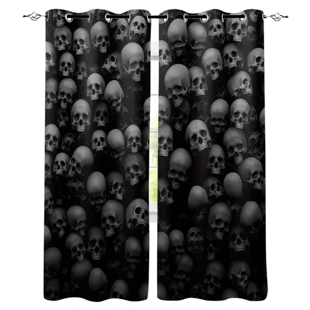 Skull Head Wall Skeleten Hall Window Curtains For the Kids Bedroom Living Room Bthroom Treatments Kitchen Decor Drapes Blinds