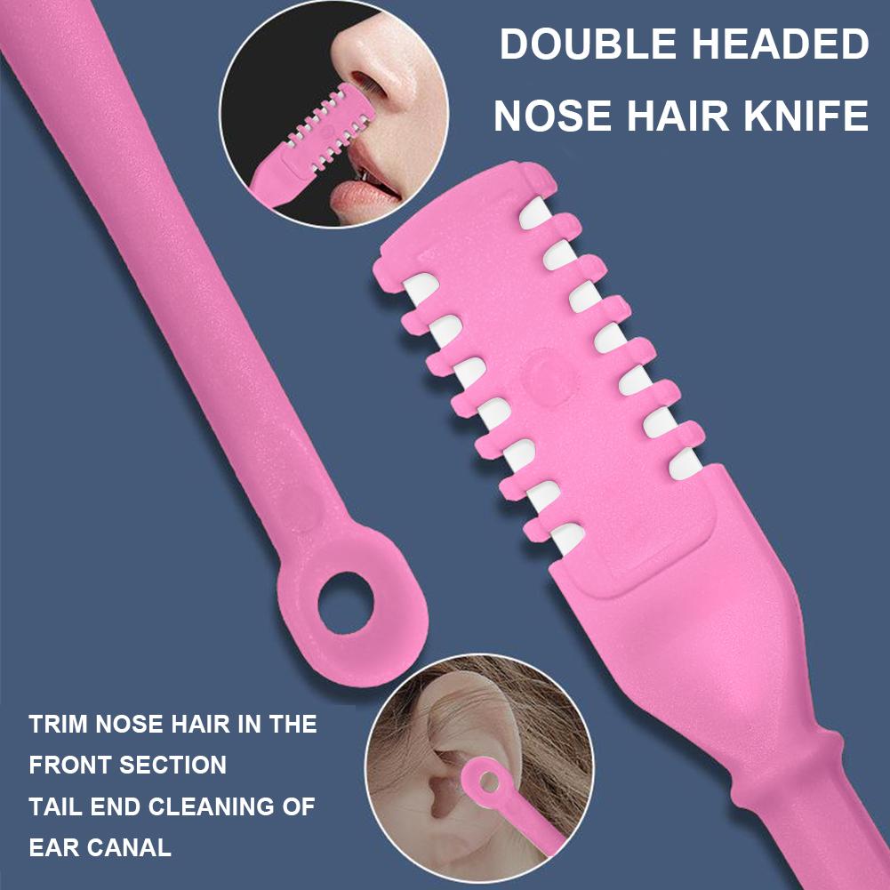 4PCS 2-in-1 Nasal Hair Cutter Nose Hair Knife 360 Rotating Manual Nostril Hair Removal Tool Double Sided Nose Hair Trimmer