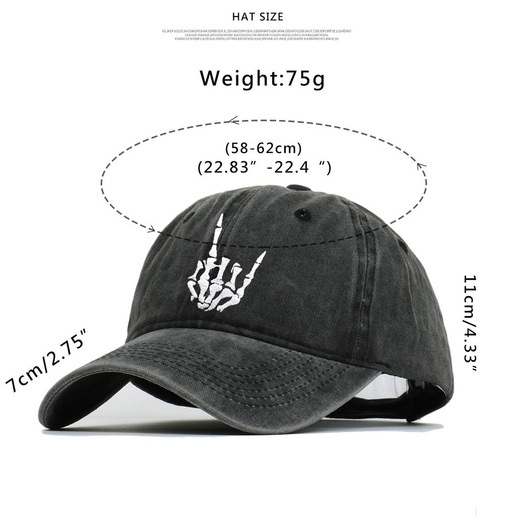 Embroidery Skeleton Hand Pattern Cotton Baseball Cap Low Profile Snap Back Trucker Dad Hat for Men And Women