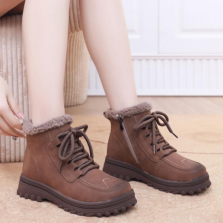 Dámské zimní zateplené boty do sněhu Protiskluzové voděodolné šněrovací kotníkové boty pro ženy Podšívka z umělé kožešiny Outdoor Pohodlné vycházkové boty