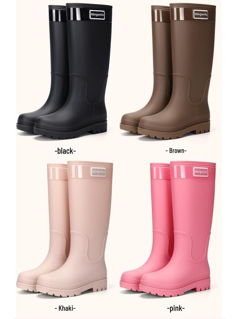Bottes de pluie imperméables doublées polaire pour femme - Antidérapantes, à semelles épaisses, idéales pour la randonnée en forêt tropicale
