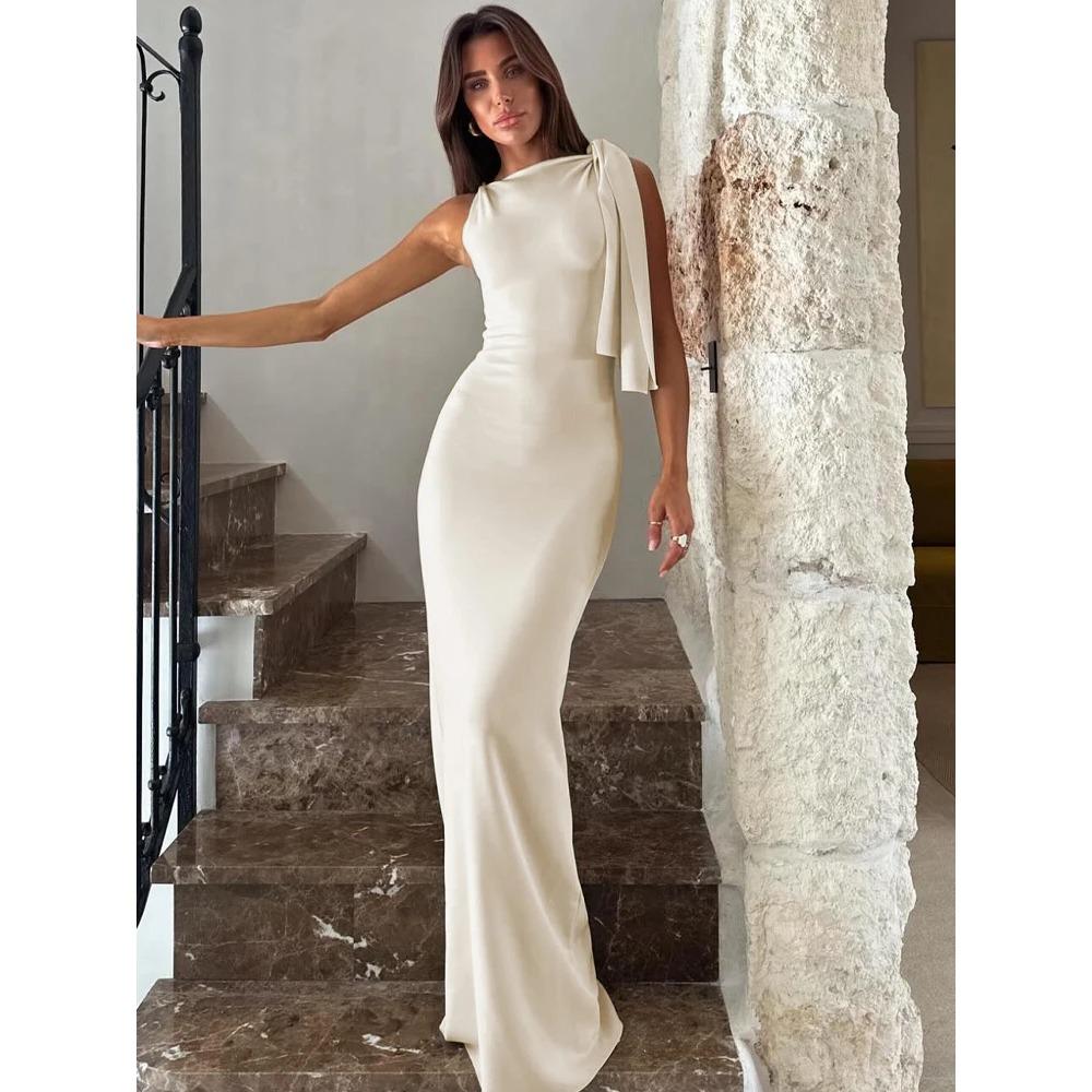 Móda Solid O Neck Bez rukávů Patchwork Sexy Bodycon Maxi Plesové šaty Letní Ženy Oblečení Party Festival Club Y2K