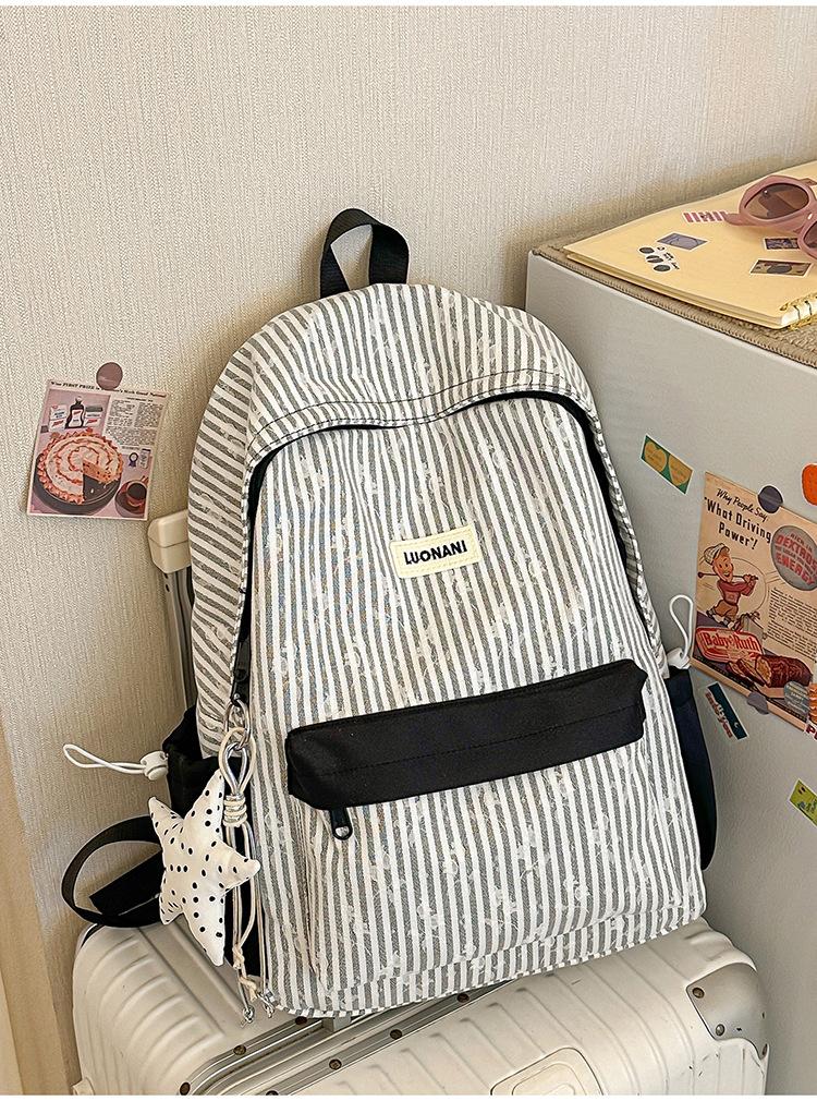 Schoolbag new striped spring outing high value soft girl cute middle school student backpack small fresh backpack