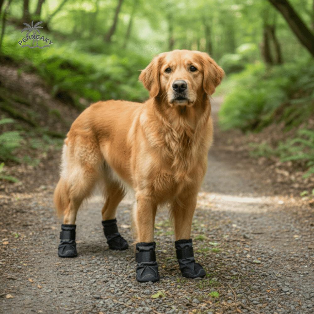 4PCS/SET Fashion Adjustable Waterproof Dog Boots High-top Breathable Anti-Slip Dog Shoes Wear-Resistant Dog Foot Cover Outdoor