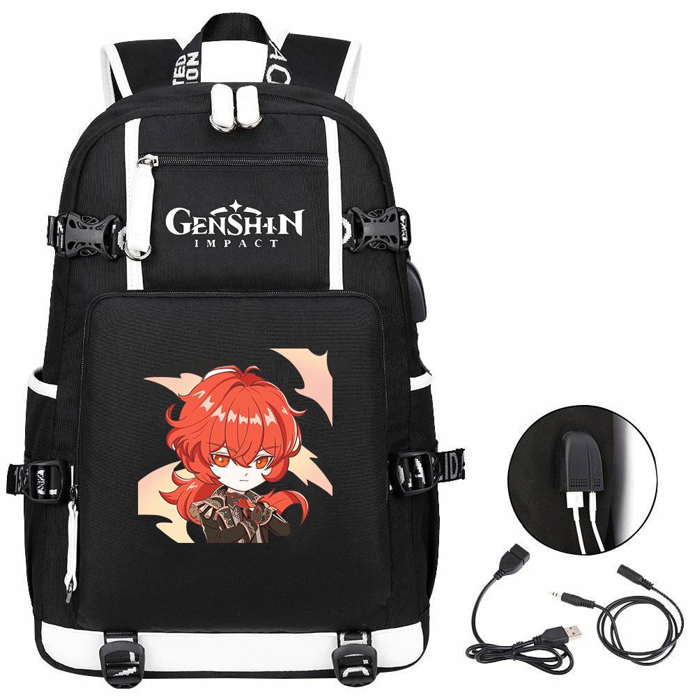 Genshin Original God, Peripheral Printing Backpack Large Capacity Travel Bag Student Computer School Bag