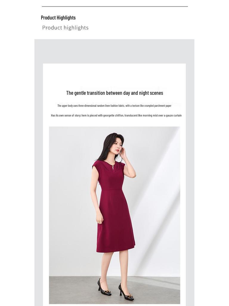 Elegant Sleeveless Chiffon A-line Vest Dress