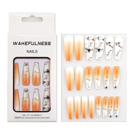 Dlouhý přechod Pure Color Ballet Nail Nail Piece Barevný tisk Love Flame Evropské a americké Nails Art Tipy na falešné nehty Gel na nehty Full Cover
