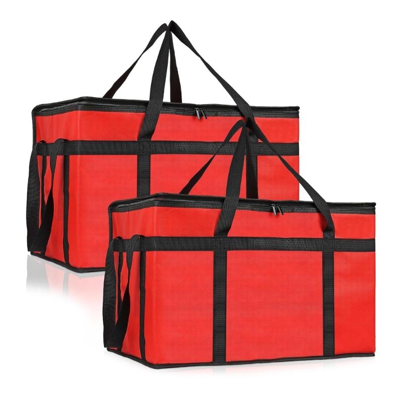 2PCs Heavy Type Insulated Pizza Delivery Bags With Thermals Insulation Waterproof Lining Keep Food Cold Hot Outdoor Event