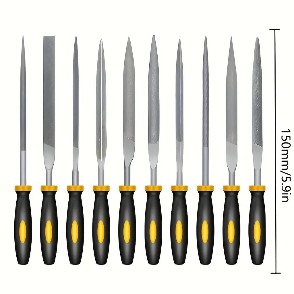 Premium Needle File Set - High-Carbon Steel Files with Non-Slip Ergonomic Handles for Precise Filing On Wood, Plastic, Model