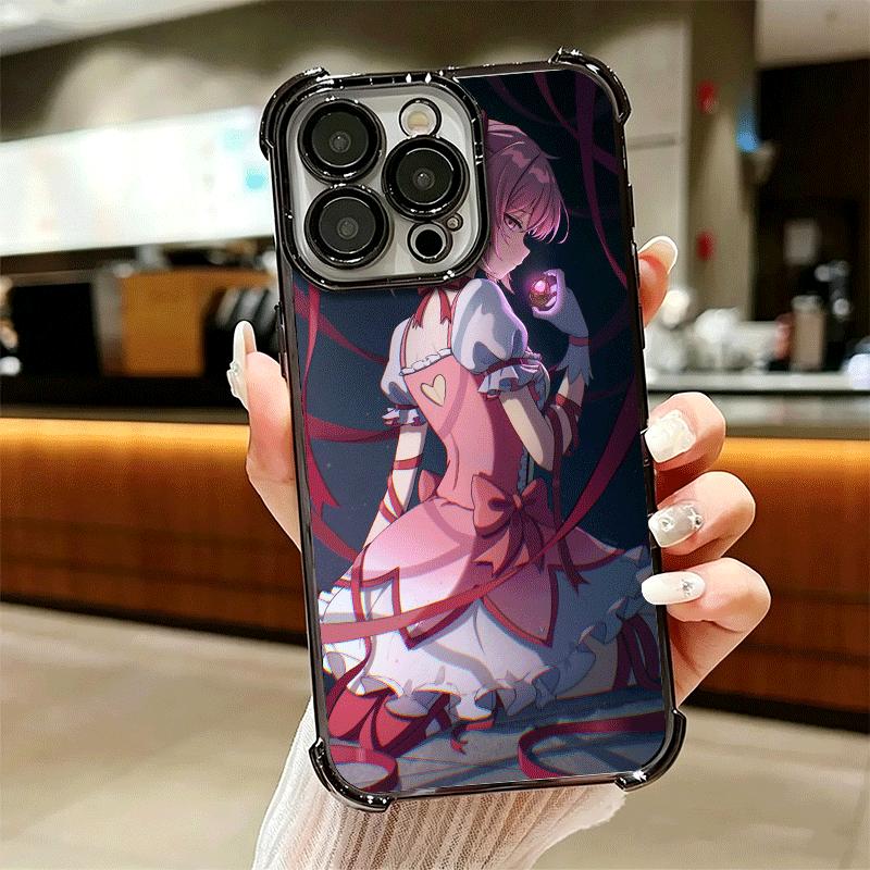 Madoka Magica Anime Weiche Handyhülle Für iPhone 15 16 17 Air 14 Pro Max 16E Plus 13 12 Mini Galvanisiert Anti-Fall Fundas