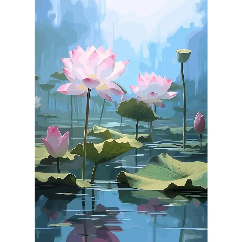 Traditonal Chinese Style Lotus Flower Lotus Leaf Posters Canvas Painting and Prints Wall Art Picture for Living Room Home Decor