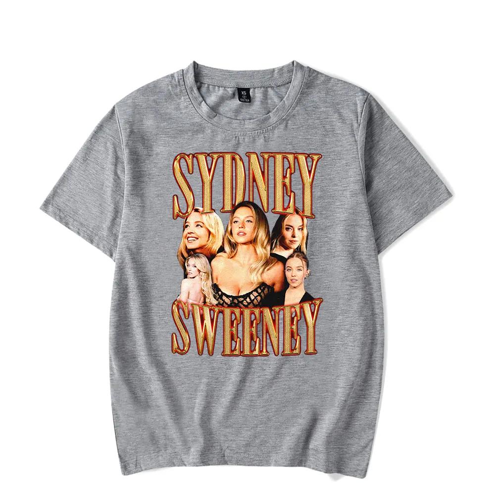 Sydney Sweeney Koszulka Vintage Lata 90. Kobieta Krótki Rękaw T-Shirt Unisex Sportowy Pulower Harajuku Odzież Wierzchnia Topy
