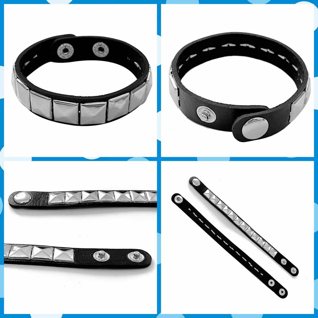 3-Piece Men's Punk Leather Bracelet Set: Multi-Layer Chain & Rivet Style