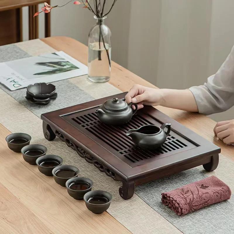 Chinese Natural Bamboo Tea Tray Water Storage Kung Fu Set Household Rectangular Board