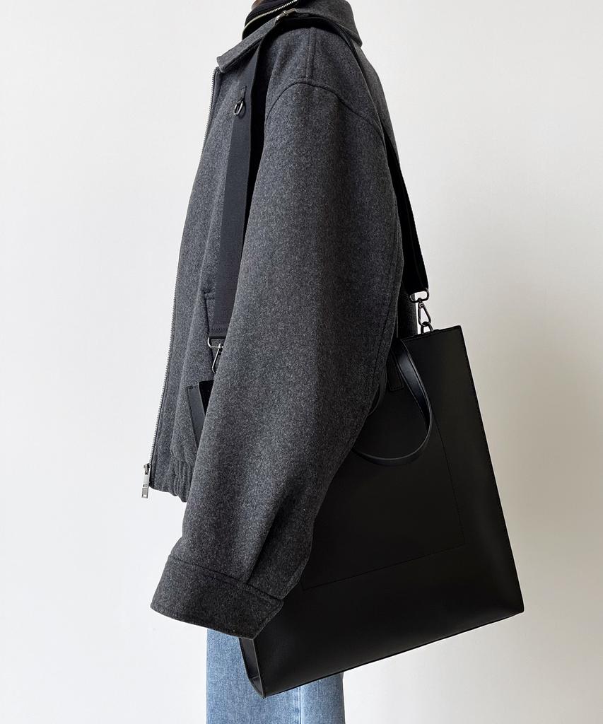 Bymoss Leather Modern Tote Bag [Black]
