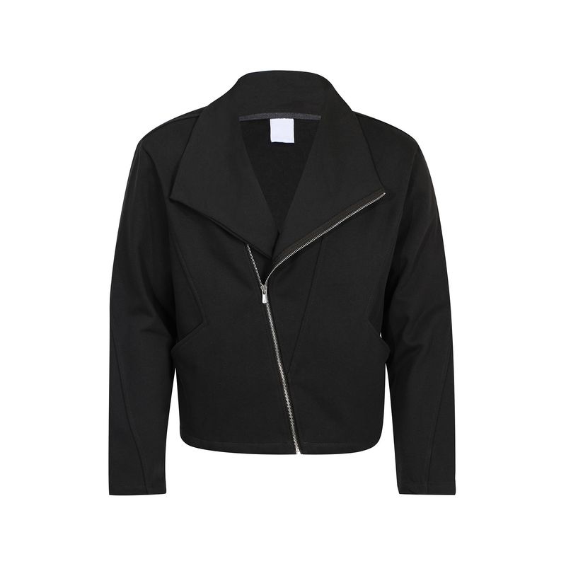 Blaexit Bias-Cut Zipper Cardigan Gray Sweatshirt Men's Hoodless Stand Collar Slim Fit Elegant Old Money Jacket Coat