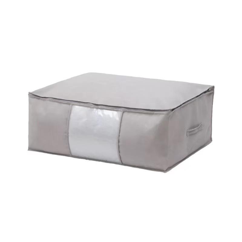 

1pcs Viewing Window Large Capacity Blanket Clothing Storage Bags Non Woven Foldable Storage Bag Luggage Pouch with Handle Household Daily Necessities 53x35x17cm 1pcs серый