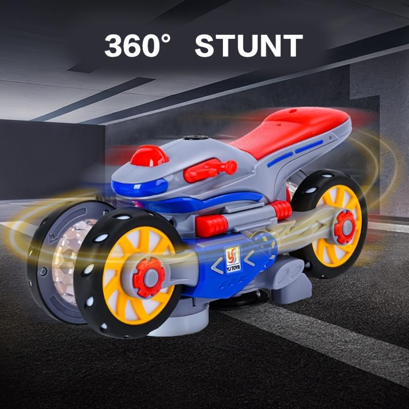 Stunt rotating motorcycle model, universal electric toy 360° rotation, pleasant music, safe ABS material excluding batteries and, Christmas,
