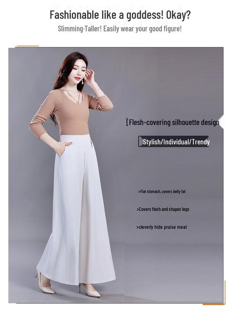 Women's Black High-Waisted Wide-Leg Skirt Pants – Summer 2026, Plus Size, Slimming, Loose, Casual.