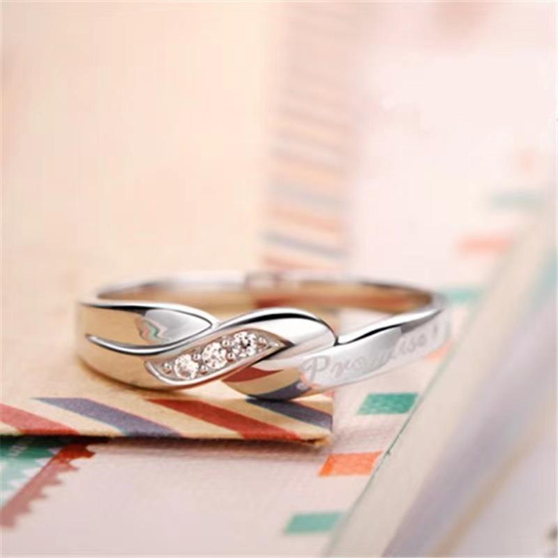 Couple Rings Korean Fashionable Fashionable Basic Simple Men'S Women'S Rings Set Adjustable Opening Wedding Occasion Gathering Wedding Occasion