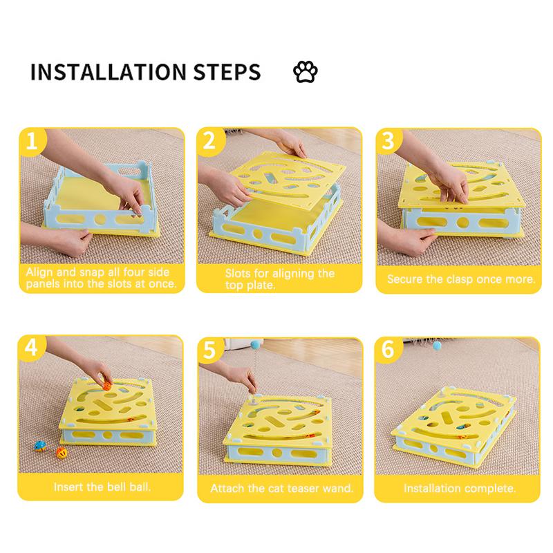 Detachable Plastic Puzzle Cat Toy Box with Spring Cat Stick Washable Hole Picking Fun Interactive Kitten Toys Giochi Per Gatti