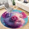 1pc Piggy Smlie Office Round Area Rug, Indoor Mat Suitable ForOffice, Under Office Chairs Bedroom Living Room Home Decor, Room Deco  D084
