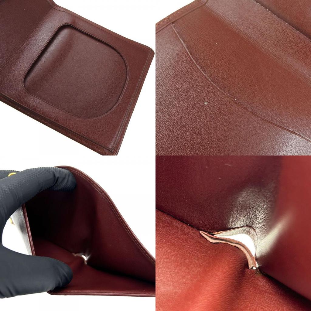 Used CARTIER Bill Compartment Must leather Bordeaux Bordeaux Bifold Wallet