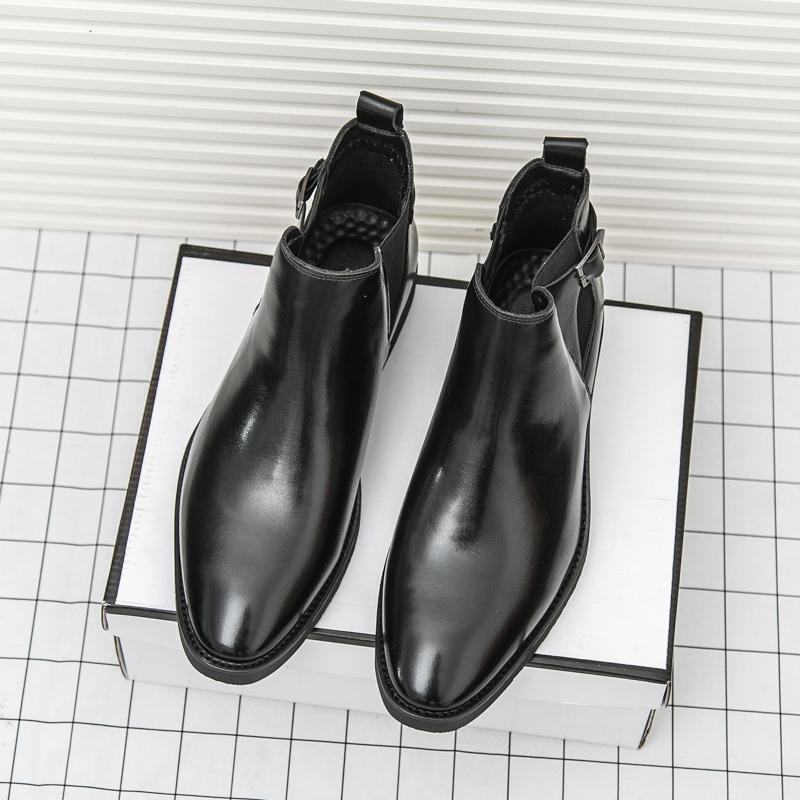 Yuppie Chelsea Shoes Men High Quality Oxford Ankle Boots Men's Dress Shoes Trend Britain Brogue Social Formal Shoes Men
