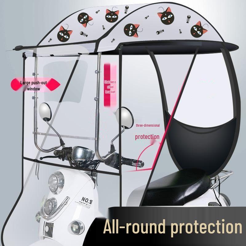 Toldo Impermeable y Protector Solar para Coche con Parabrisas Engrosado para Bicicletas Eléctricas y Triciclos