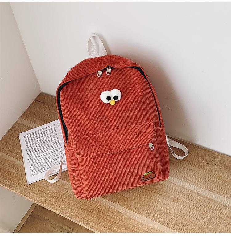 Schoolbag simple and lightweight girls backpack cute primary school bag large capacity corduroy casual backpack