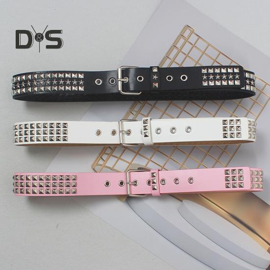 Punk Style Studded Belt Square Rivets Adjustable Straps Rock Waistband Women Girls Gothic Scene Accessories