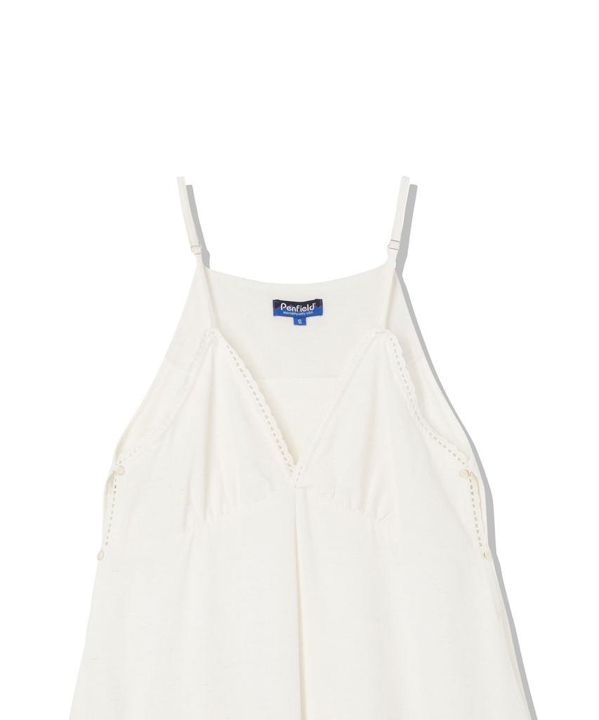 Penfield Laser-Cut Embroidered Shirring Dress White_Fs2Ws54F