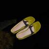 Chinelos Femininos de Couro de Vaca Slip-on Planos Sandálias Abertas de Dedo para Verão Sapatos Bailarinas Femininos Macios Confortáveis Casuais para Mulher