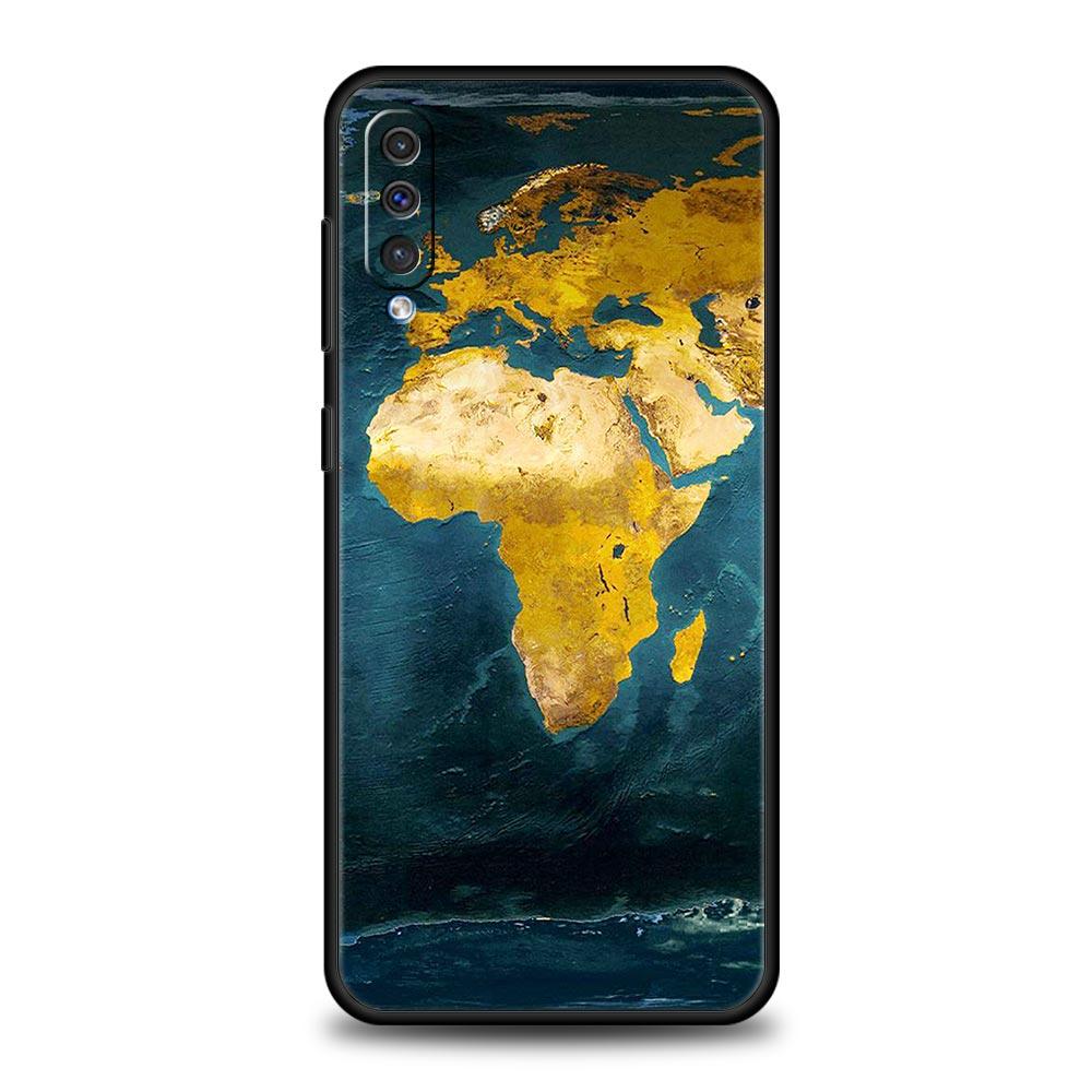 Phone Case For Samsung Galaxy A16 A14 A12 A54 A52 A50 A22 A20e A06 A04s A32 A72 A70 A30 A34 Cover Africa Map Geography Painted