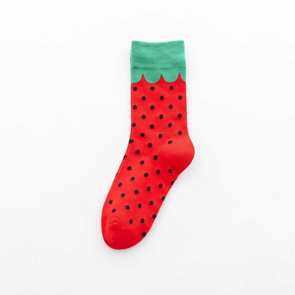 2023 Damen Mid-Tube Fruit Print Baumwollsocken für Frühling und Herbst