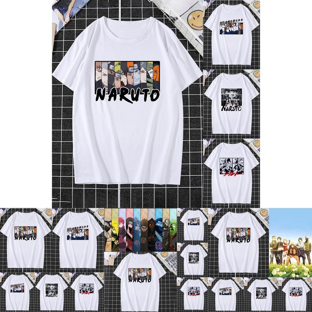 T-shirt Blanc Unisexe Anime Naruto Strip Avec Matière Douce Respirante**