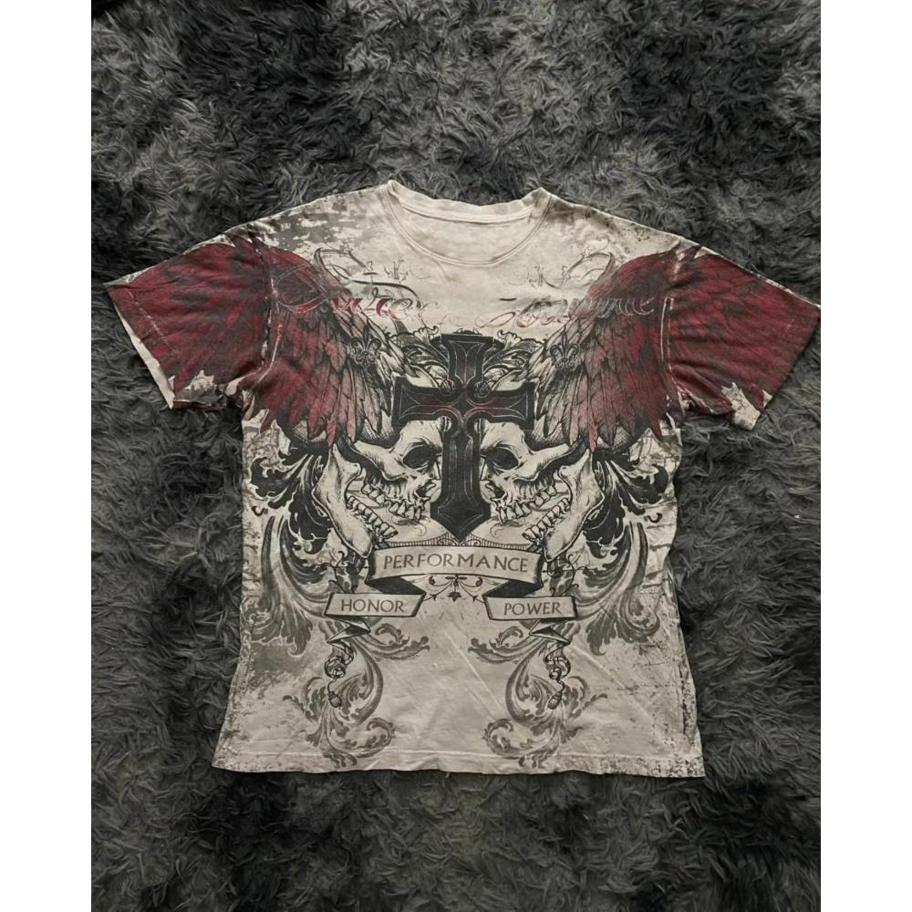 Sommer Herren Personalisiertes Totenkopf-Print Bequemes Rundhals-T-Shirt Outdoor Streetstyle Oberteil Lässige Damenbekleidung