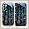 Blue Gradient Grid For Samsung Galaxy A01 02 03 Core A04 A14 4G A13 54 34 31 20 25 23 22 5G S21 Ultra S20 Glass Phone Case