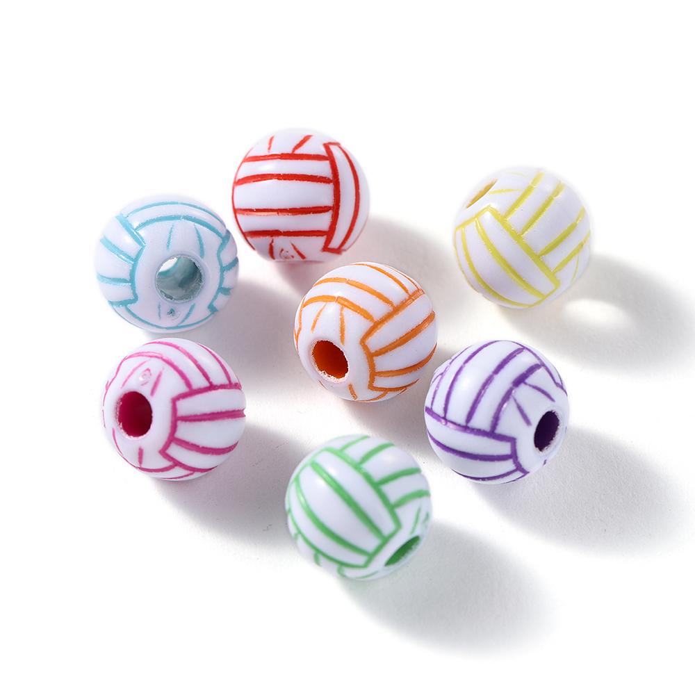 30 Teile/los Acryl Rugby Tennis Basketball Perlen Sport Spacer Perlen für DIY Schmuck Machen Armband Halskette Handwerk Zubehör