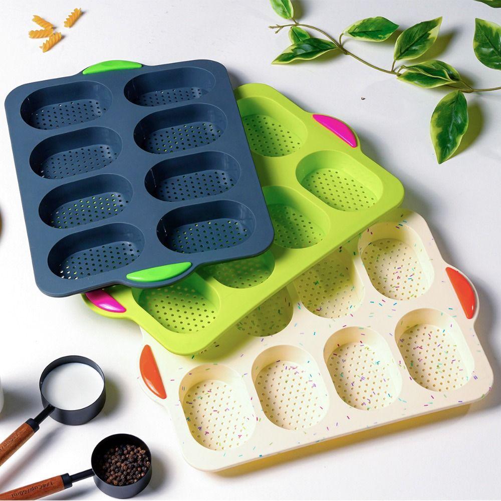 Silicone Silicone Cake Mold 8 Grids Silicone Baking Pan Food Grade Bread Loaf Pan Household Baking