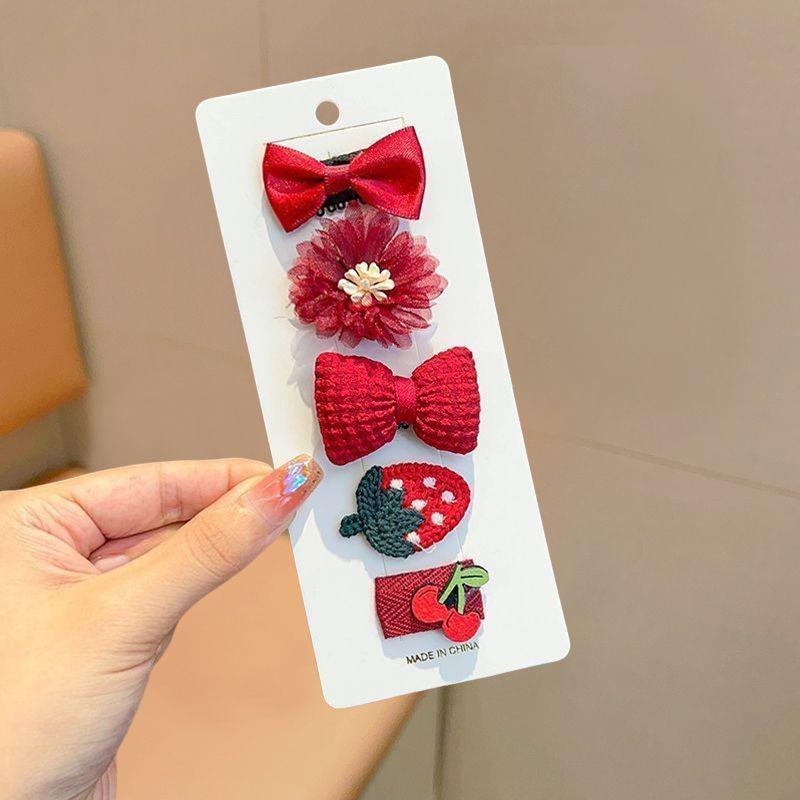 Pink 50-Piece Cute Hair Clip Set: Sweet Girly Japanese Cartoon Bangs Accessories