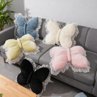 Butterfly Throw Pillow Cuddly Butterfly Pillow with Lace Ruffle Decorative Sofa Couch Pillow for Home Living Room Bedroom Decor