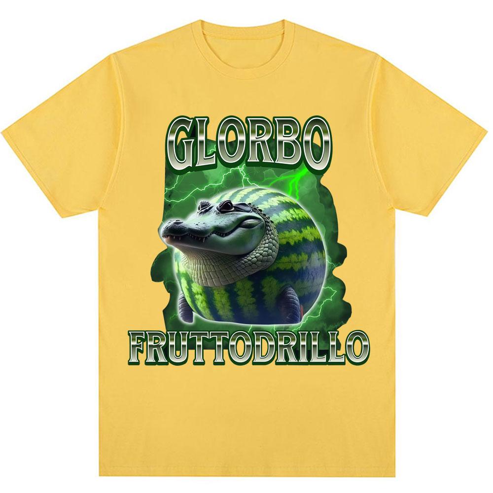 Vtipné Glorbo Fruttodrillo Meme Tričko Italská Módní Humorová Trička pro Muže Ženy Volná Bavlněná Ležérní Trička Streetwear